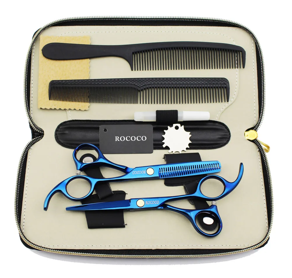Najtaniej 5.5 cal prosto i przerzedzenie podnośniki z grzebień z przypadku zestaw fryzjerskie Clipper profesjonalne nożyczki fryzjerskie ścinanie włosów narzędzie
