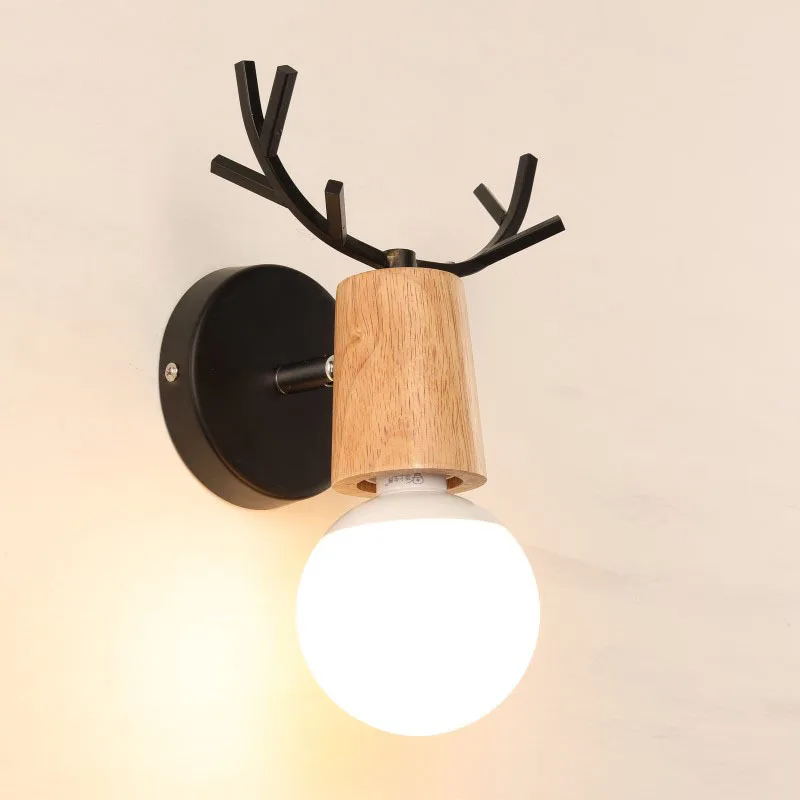 G95 Warm Lights Современный Креативный металлический светодиодный настенный светильник 220 V черный/белый шофар Деревянные Настенные светильники для Обеденная исследование E27 Nordic Спальня Wandlamp - Цвет абажура: G95 Warm Lights