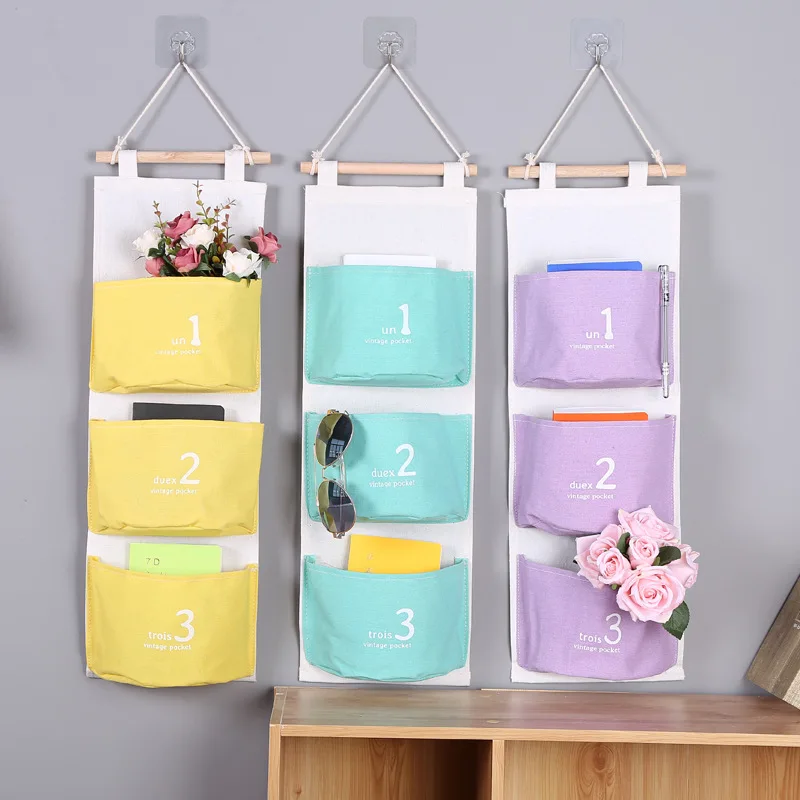 Flamingo Pattern Cotton Linen Hanging Storage Bag 3 Pockets Wall Mounted Wardrobe Hang Bag Wall Pouch Cosmetic Toys Organizer Flamingo Pattern Cotton Linen Hanging Storage Bag 3 Pockets Wall Mounted Wardrobe Hang Bag Wall Pouch Cosmetic Toys Organizer