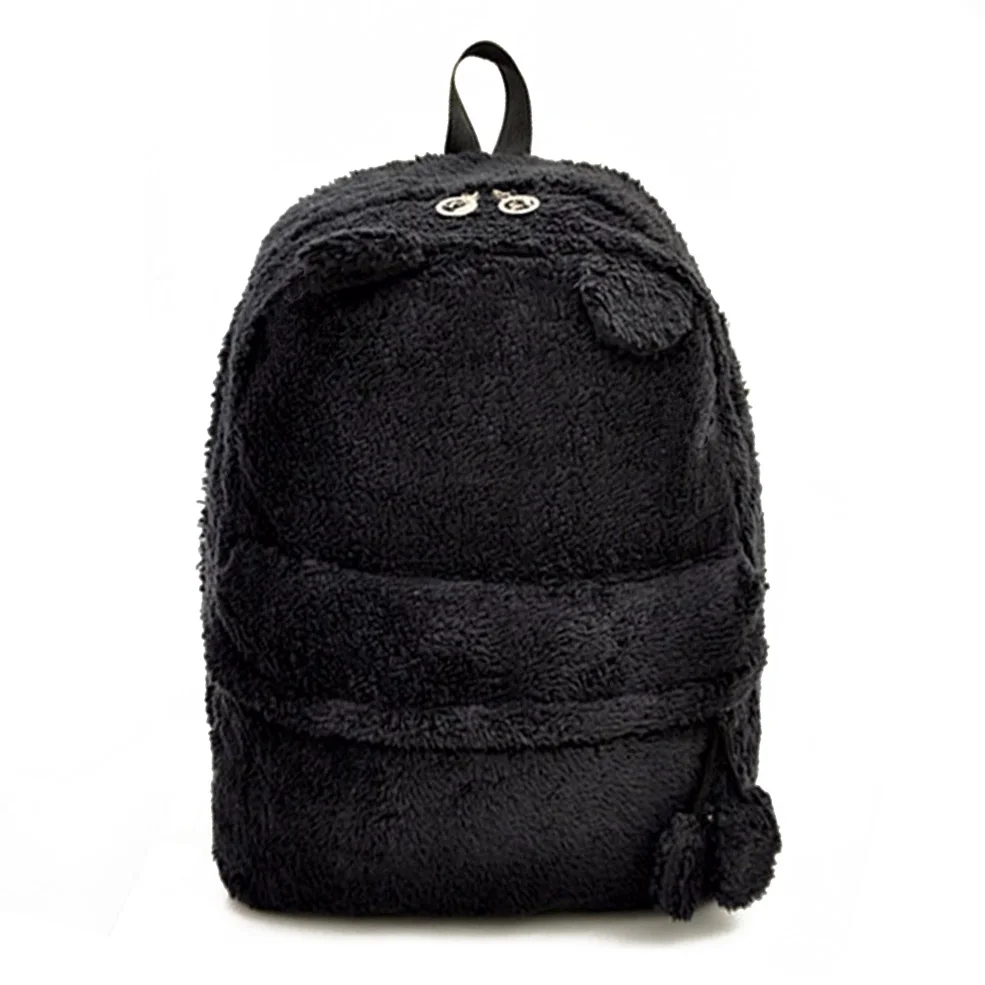 

5 pcs of Plush Panda Women's Backpack Shoulder Bag Girls Rucksack Travel School Colors:Black