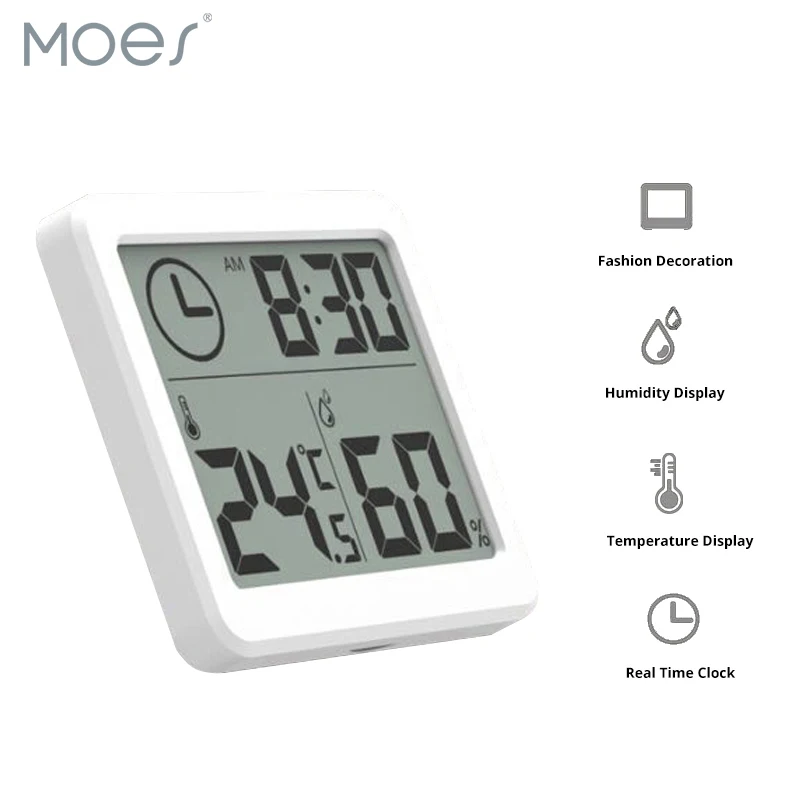 

Thermometer Hygrometer Automatic Electronic Temperature Humidity Monitor Clock 3.2inch Large LCD Screen Multifunction