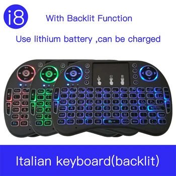 

i8 Mini Wireless Italian Keyboard 2.4G Color Backlit Air Mouse Touchpad Italiano Keyboard For Android TV Box Smart TV PC PS4