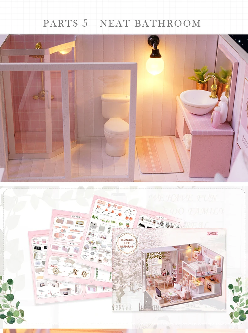 DIY casa muñecas de madera casas de muñecas miniatura casa de muñecas muebles комплект con светодиодный juguetes para niños с утолщённой меховой опушкой, L023