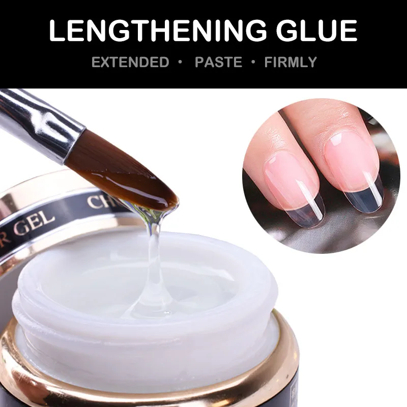 

2018 New Wholesale Gel Nails White Clear Crystal UV LED Resin Builder Gel Tips Enhancement Slip Solution Quick Extension Gel