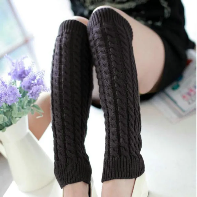 20#Amazing Fashion Women Winter Warm Leg Warmers Knitted Scoks Crochet Long Boots Socks New Arrival calcetines - Цвет: Grey