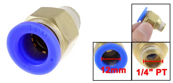 1/4" PT Male Thread to 12mm Tube Push in Connect Straight Quick Fittings