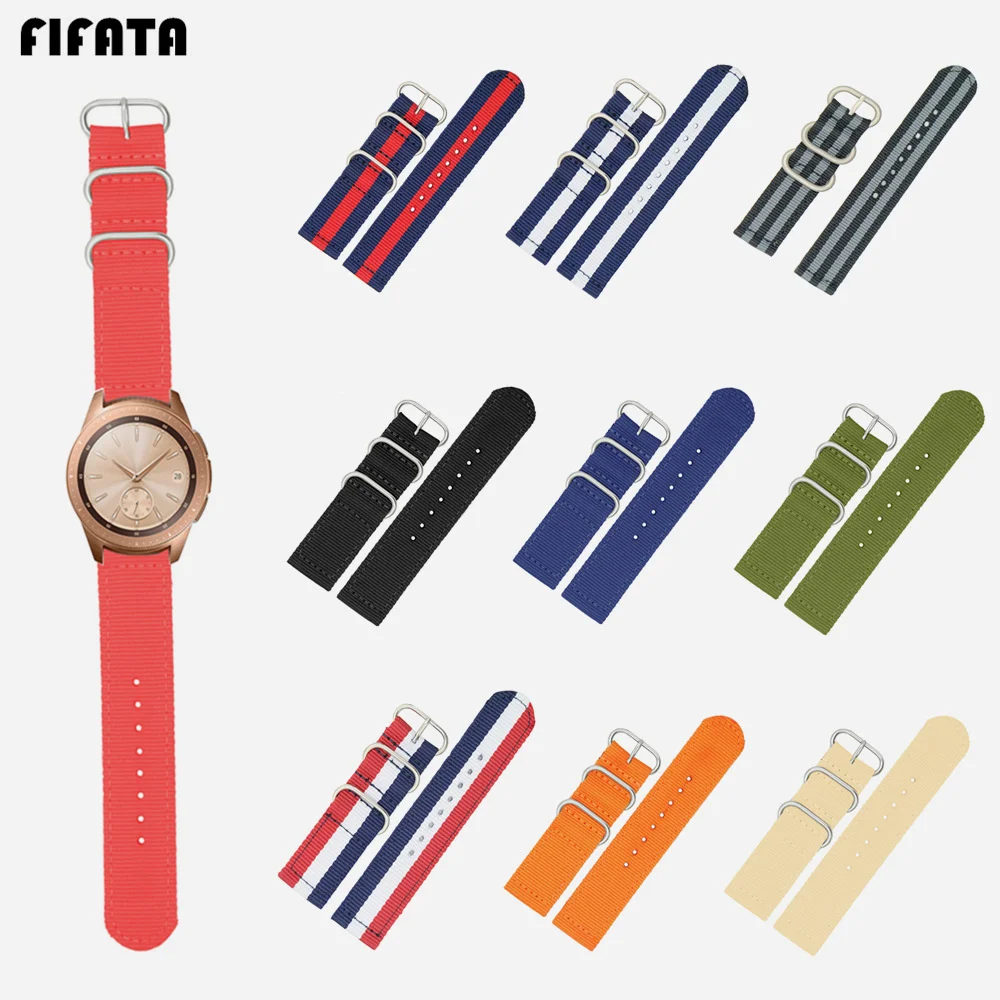 

FIFATA 18/20/22mm Nylon Watchband Canvas Strap For Samsung Galaxy Watch Band For Amazfit Bip/2 For Gaimin Vivomove HR Men Woman
