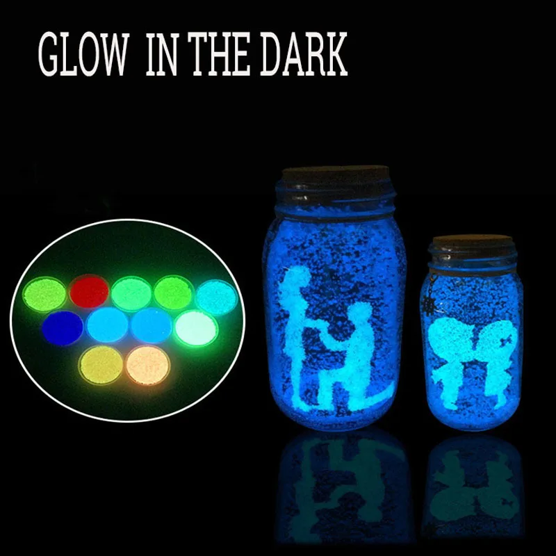 1 сумка светится в темноте светильник Песок Светящиеся игрушки для детей частицы яркий песок синий флуоресцентные игрушки для DIY желаний бутылка