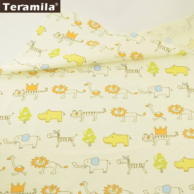 

Teramila Fabrics 100% Cotton Twill High Quality Printed Cartoon Different Animals Tissue Patterns Home Textile Dolls Decoration