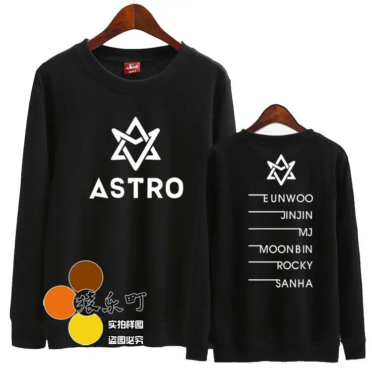 

Kpop astro fans supportive member name printing o neck thin sweatshirt for spring autumn jinjin rocky pullover hoodies
