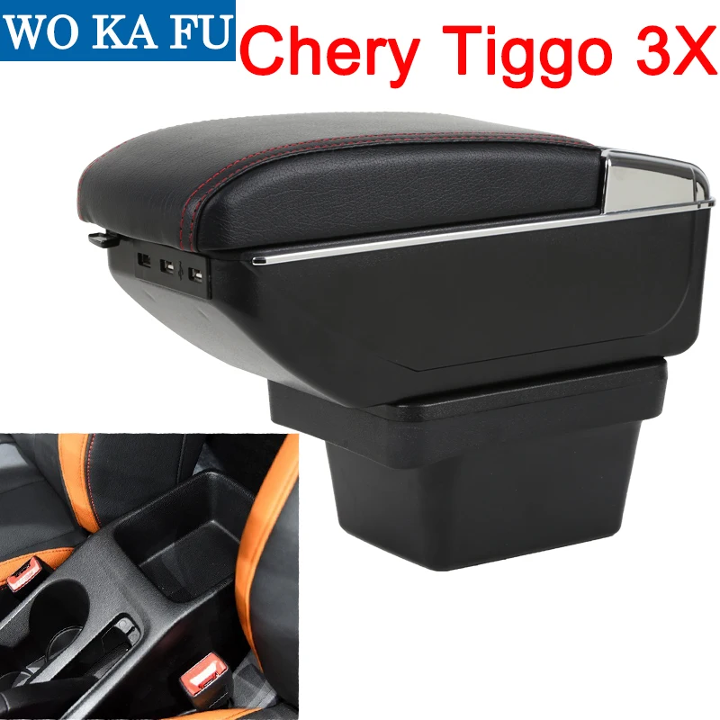 

for Chery Tiggo 3X armrest box universal car center console caja modification accessories double raised with USB
