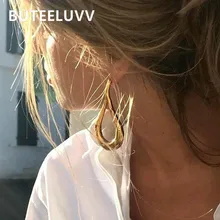 BUTEELUVV креативные геометрические серьги-гвоздики, модные ювелирные изделия, элегантные винтажные Позолоченные изогнутые металлические массивные серьги для женщин