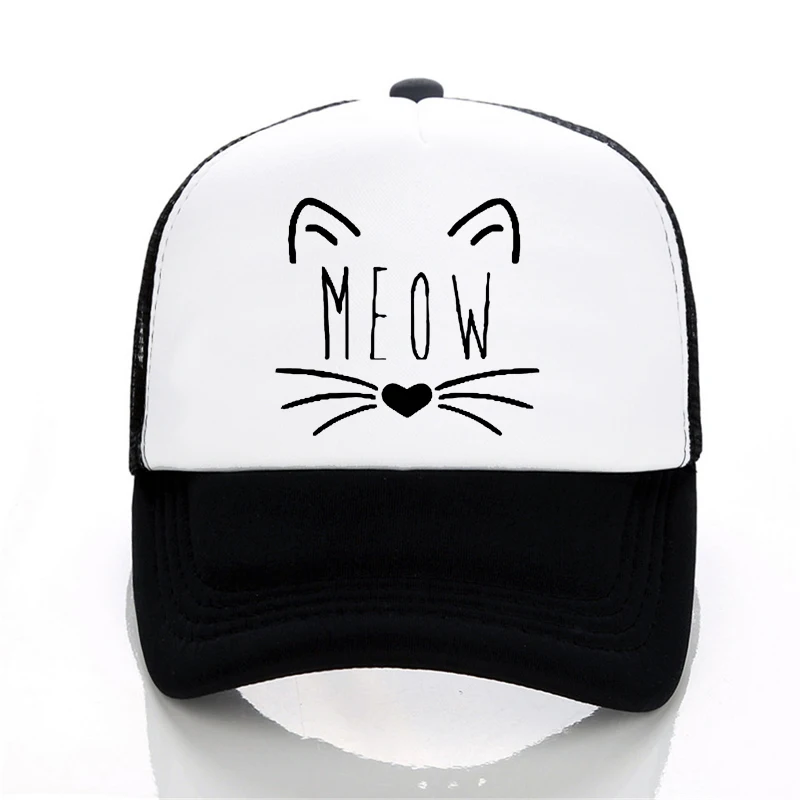 Бейсболка MEOW с мультяшным рисунком регулируемая сетчатая Кепка для отдыха