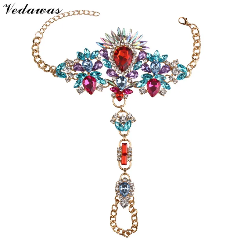 Vedawas новинка Лидер продаж модные браслеты массивные ювелирные изделия Разноцветные кристаллы стразы бусины Boho ножной браслет браслеты женские 2104