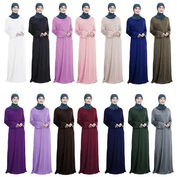 

Ramadan Abaya Muslim Prayer Women Arab Dress Long Sleeve Maxi Robe Kaftan Jilbab Islamic Stretch Loose Middle East Gown Worship Service