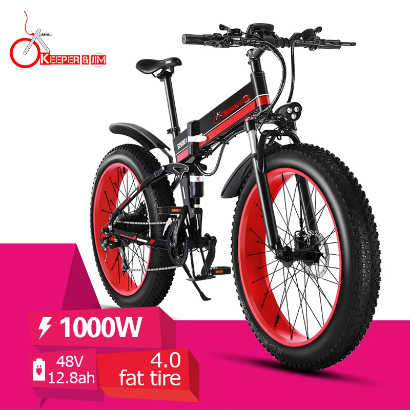 

Electric Bike 26 Inch 48V 1000W Fat Tire Mountain Snow Ebike Folding Electric Bicycle