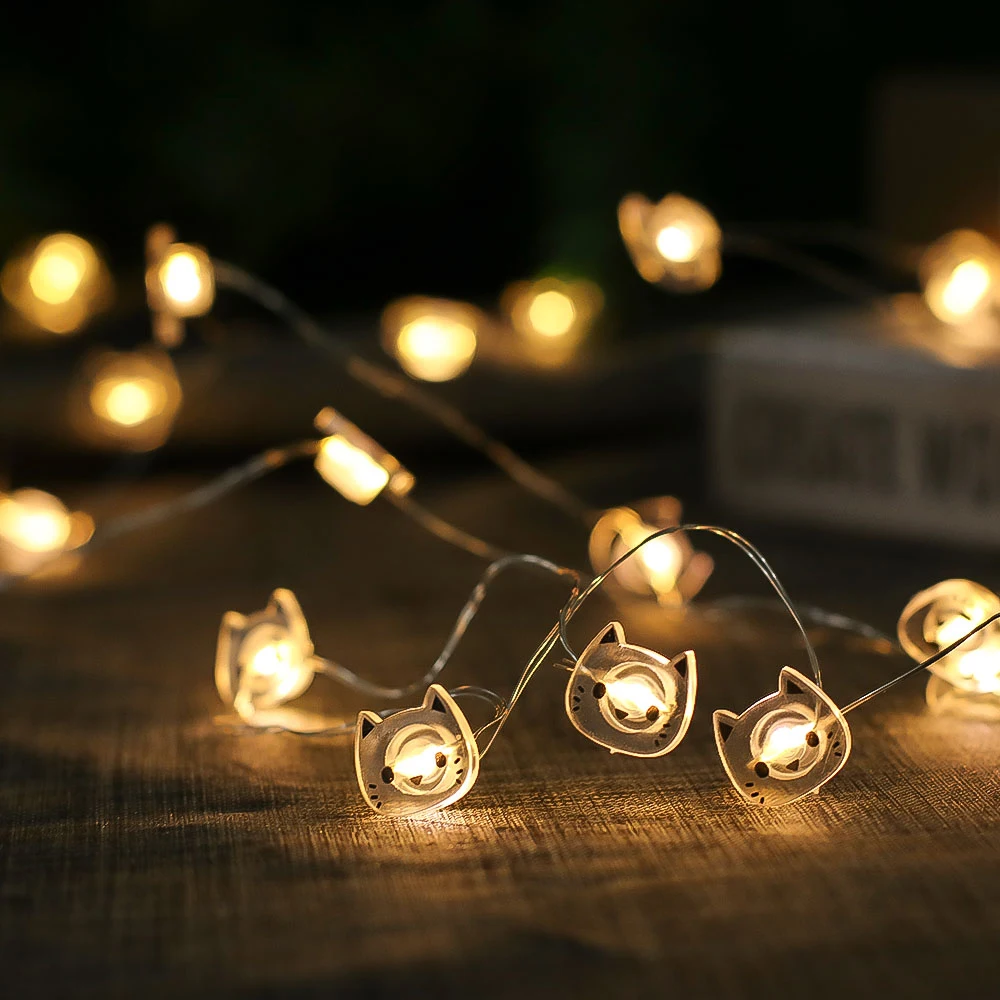 6.6ft в форме кошки 20 светодиодный Сказочный свет вечерние гирлянды на батарейках светодиодный свет украшение для рождества, свадьбы, вечеринки, дома, в помещении