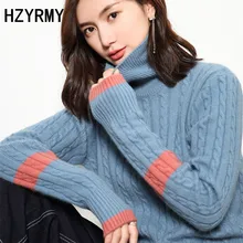 HZYRMY Autumn New Women's Pure Cashmere Sweater Fashion Loose High Collar Knit Pullover Winter Warm Solid Female Sweater Thick 