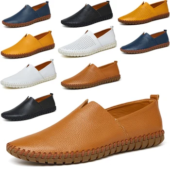 

M-anxiu Men's Formal Shoes Loafers Genuine Leather Shoes Handmade Soft Moccasins Flats Slipe On Shoes Men's Casual Leather Shoes