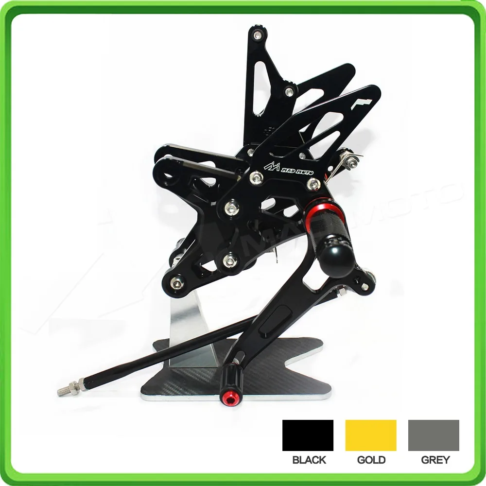 Motorcycle Rear Foot Pegs CNC Rear set Footrests Fully Adjustable Rear Foot Boards Fit for KAWASAKI Ninja ZX6R ZX636 1999 2000 2001 2002 Gray