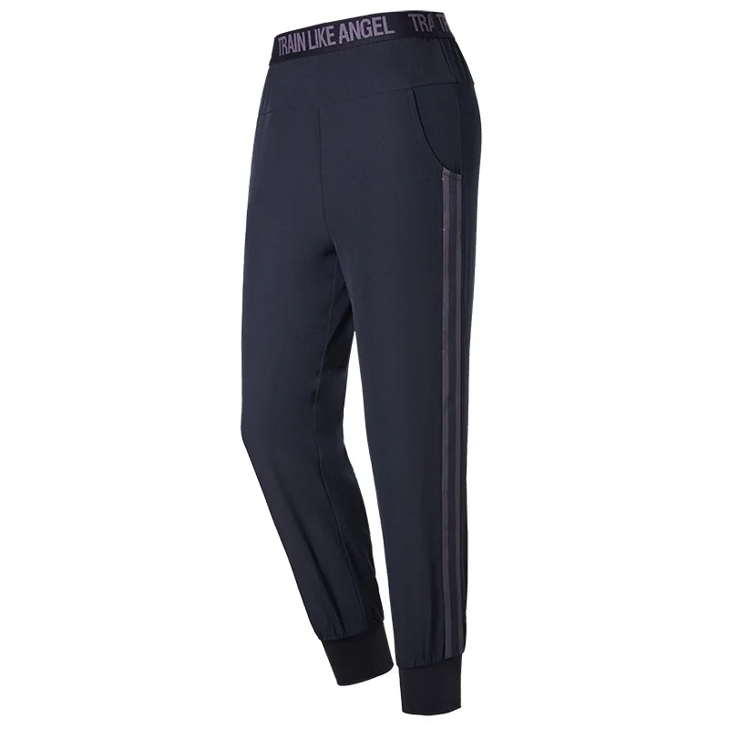 Женские полосатые спортивные тренировочные штаны для бега, тонкие дышащие тренировочные брюки для йоги, уличные брюки для фитнеса и бега с карманами - Цвет: FBF9114 gray