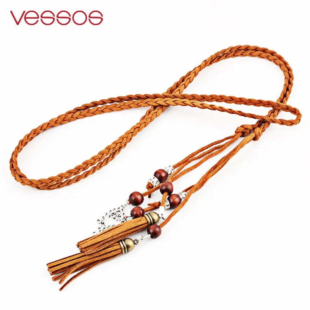 Vessos Dress Clothing Tassels Waist Belt Woven Tassel Belt Casual