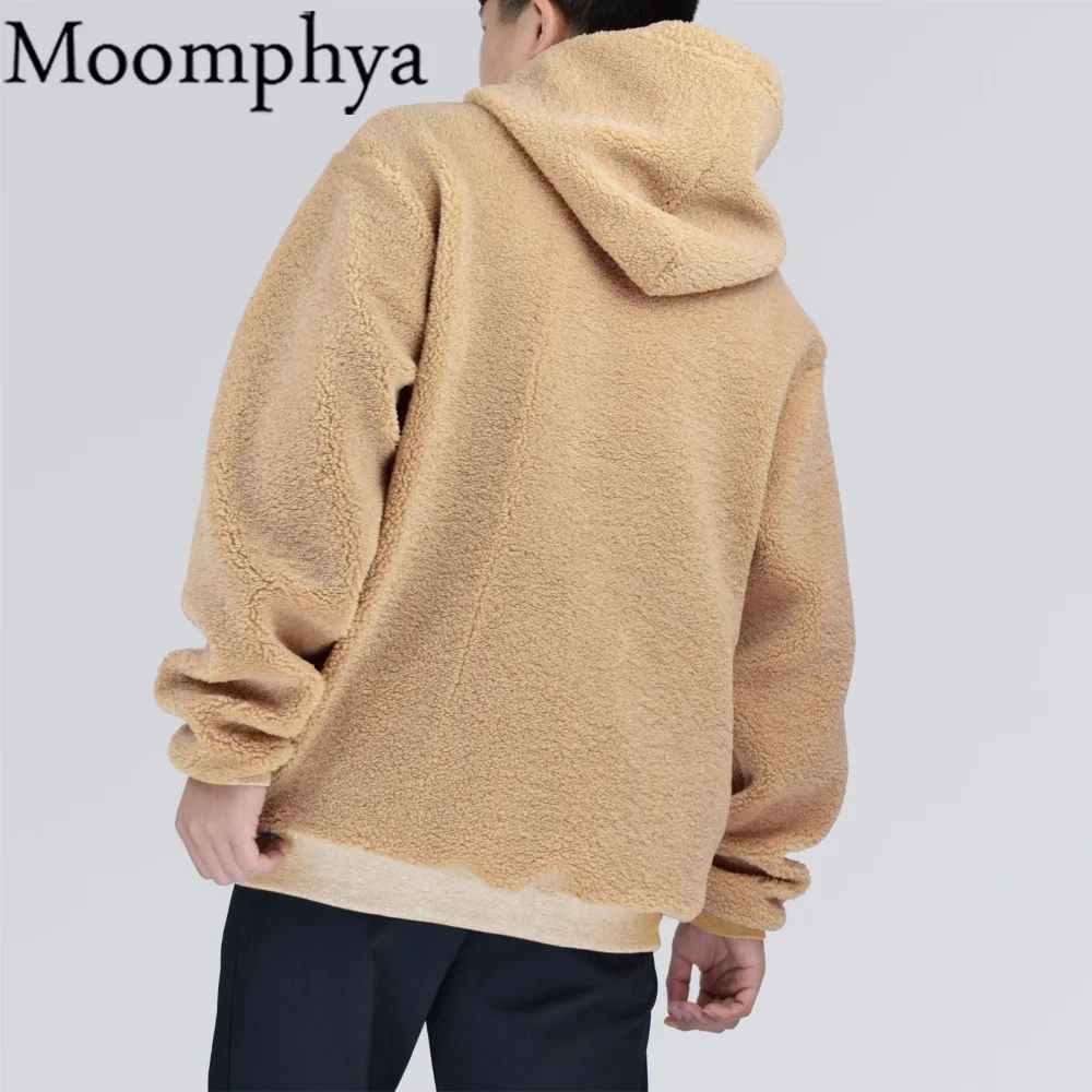 Moomphya/осень теплая Для мужчин толстовки флис в крем свитер с капюшоном стиле