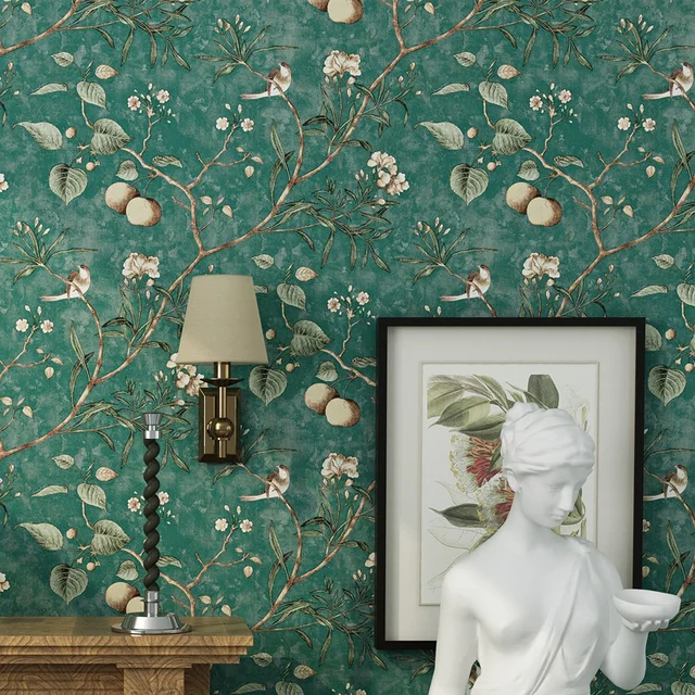 American Style Chinese Flower Bird Leaf Wallpaper Bedroom Tv American Style Chinese Flower Bird Leaf Wallpaper Bedroom Tv Back Living Room Restaurant Non