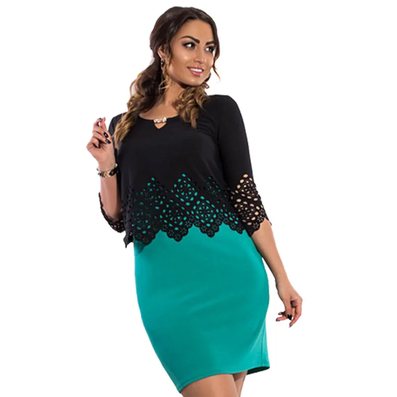 Big Size Dress Women Fashion Hollow Out Fat MM Loose Party Dresses
