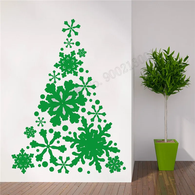 

Wall Decoration Snowflake Christmas Tree Room Sticker Vinyl Removeable Poster Art Diy Decal Festival Mural Beauty Decor LY572