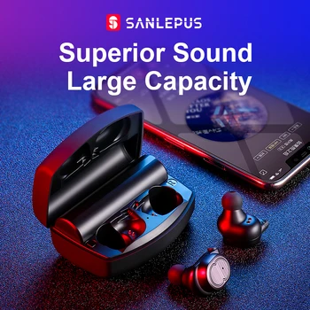 

SANLEPUS Mini Dual V5.0 Wireless Earphones Bluetooth Earphones 3D Stereo Sound Earbuds with Dual Microphone and Charging box