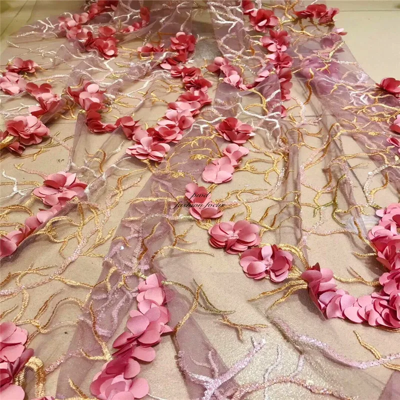 mesh lace fabric with 3D flowers haute couture elegant fine tulle bridal wedding | Дом и сад