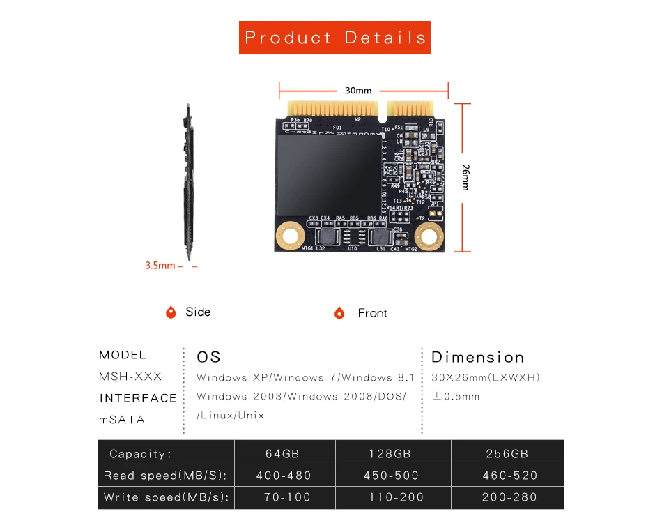 KingSpec mSATA SSD половинного размера ssd 120GB 128GB половинного размера mini sata SSD жесткий диск Внутренний твердотельный накопитель для планшетных ПК