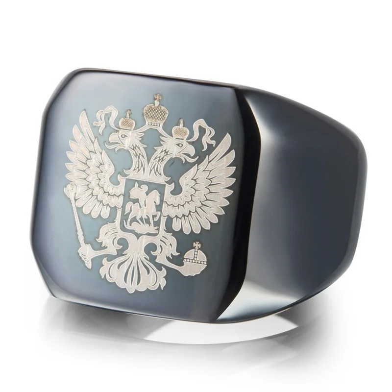 Размер США от 7 до 14 полированное кольцо с орлом байкерское мужское кольцо из нержавеющей стали герб России перстень для мужчин