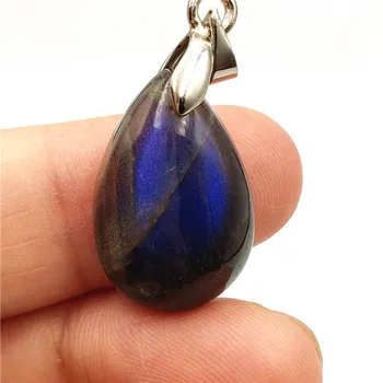 

Natural Blue Light Labradorite Pendant Women Drop Gemstone Men Party Gift 925 Silver 21x14x7mm Crystal Moonstone Pendant AAAA