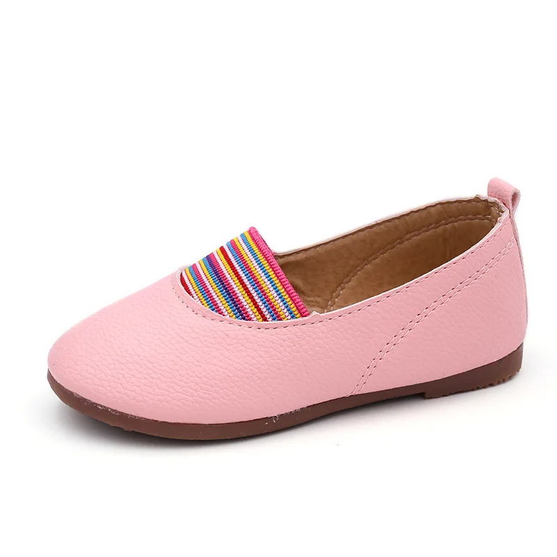 

JUFOYU 2018 Girls Moccasins Leather Shoes Rainbow Splicing Shoes Retro National Wind Peas Shoes A Pedal Flat Princess Shoes