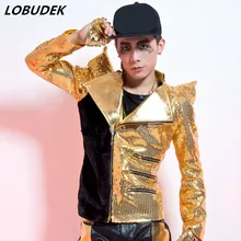 Флэш блёстки тонкий пиджак блейзер мужское платье для выступлений ночного клуба Бар Джаз DJ представление костюмы танцор хип-хопа сценическое шоу пальто