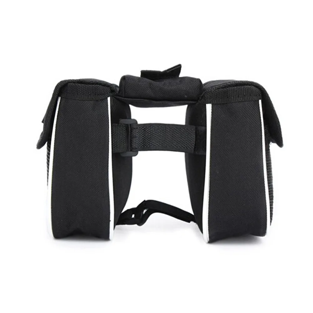 

Bicycle Bag black Zipper closure waterproof Bike Cycling Front Frame Tube Handlebar Pannier Double Pouch Phone Bag accessory