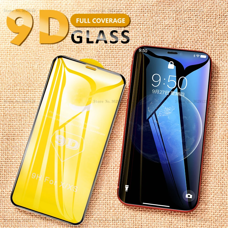 Закаленное стекло 9D для iphone X XS MAX XR Защитное iPhone 7 6s 6 8 Plus защита экрана с