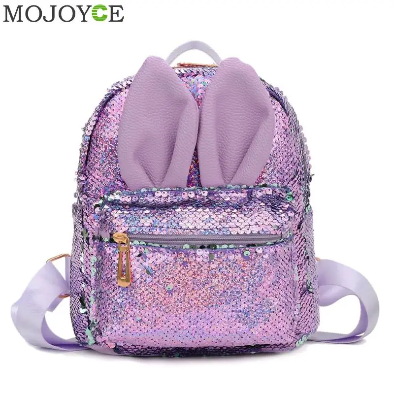 

School bags for teenage girls 2019 Sequins Cute Rabbit Ear Sequins Small Backpacks Women Travel Shoulder School Bags mochila