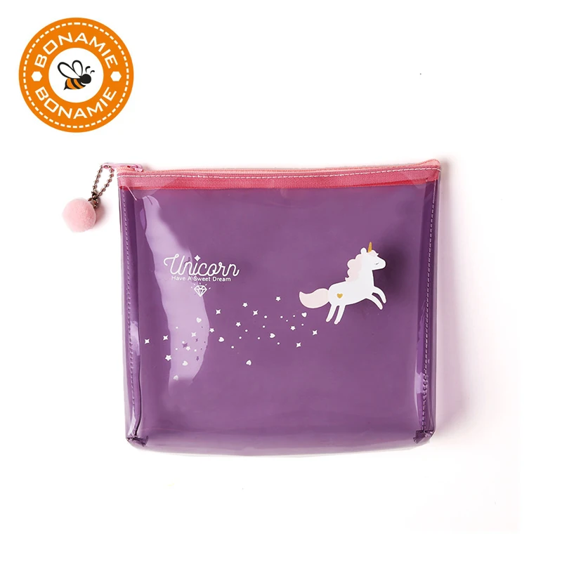 

BONAMIE Hot Women Transparent Cosmetic Bag Unicorn Pattern Cute Toiletry Organizer Bag For Travel Ladies Pouch Girl Makeup Bags
