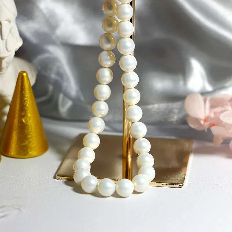 Элегантное серебряное 925 ювелирное изделие классическое темпераментное кремовое ожерелье 8 мм жемчужное 925 пробы Серебряная цепочка для женщин
