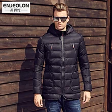 Enjeolon, брендовая хлопковая стеганая длинная куртка с капюшоном, пальто, Мужская парка, пальто, Мужская одежда, толстое стеганое черное пальто для мужчин MF0019