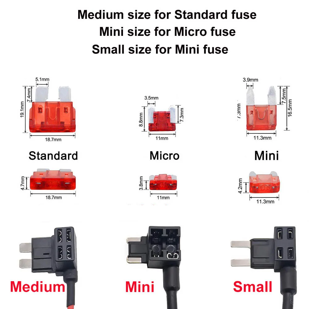 Fuse Holder Car Fuses Kit Circuit Adapters and Fuse Set 12V Minicar Fuse Holder Add-a-circuit TAP Adapter with 10A Micro Mini Standard ATM Blade Fuse