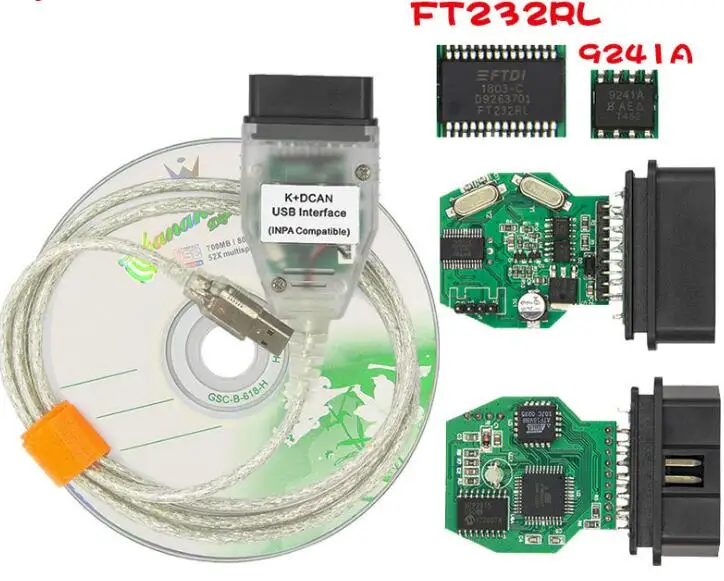 Для BMW INPA K + CAN с чипом FT232RL OBD2 к USB интерфейсу Полная диагностика для Встроенный 2