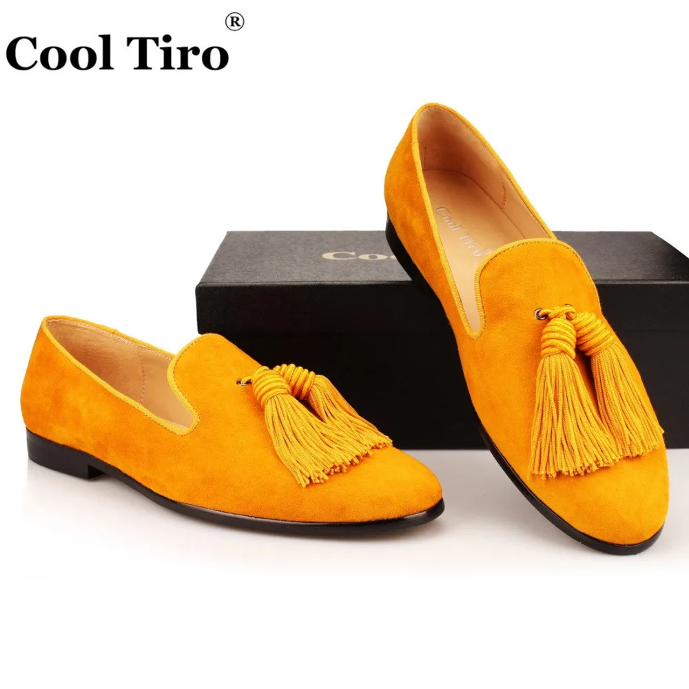 Tassel Men Loafers Gold Suede (18)