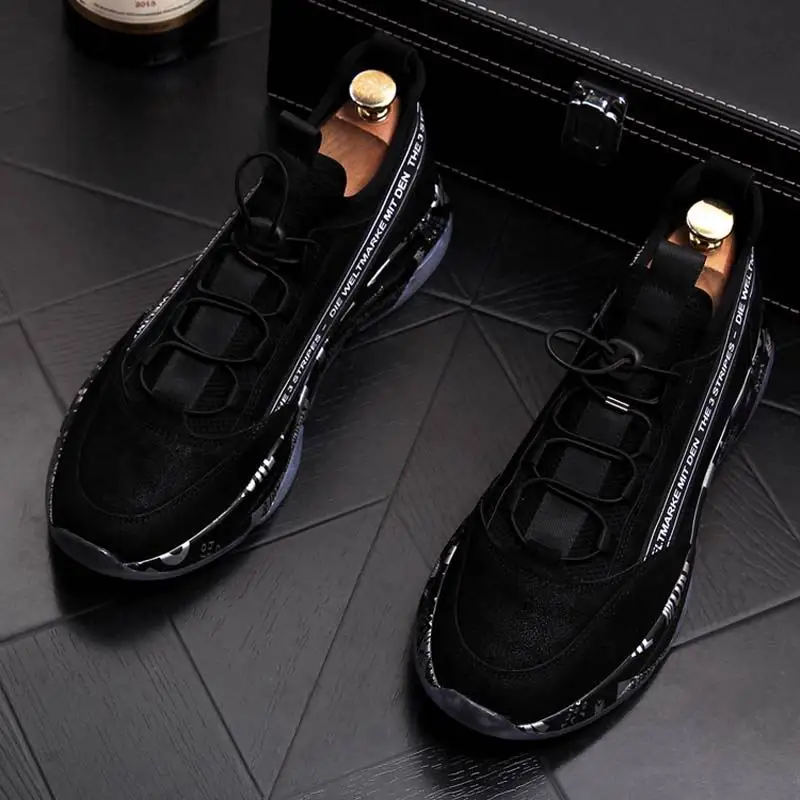 

ERRFC New Arrival Designer Men Black Leisure Shoes Fashion Forward Younger Man Casual Comfort Shoes Lace Up Platform Zapatos 43