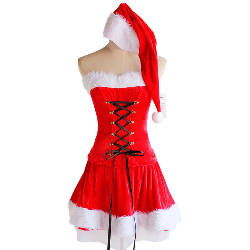Сексуальный Рождественский костюм, костюм Санты из плотного бархата, костюм для косплея, эротический костюм для куклы, Униформа горничной, рождественское праздничное платье, наряд для женщин, VL