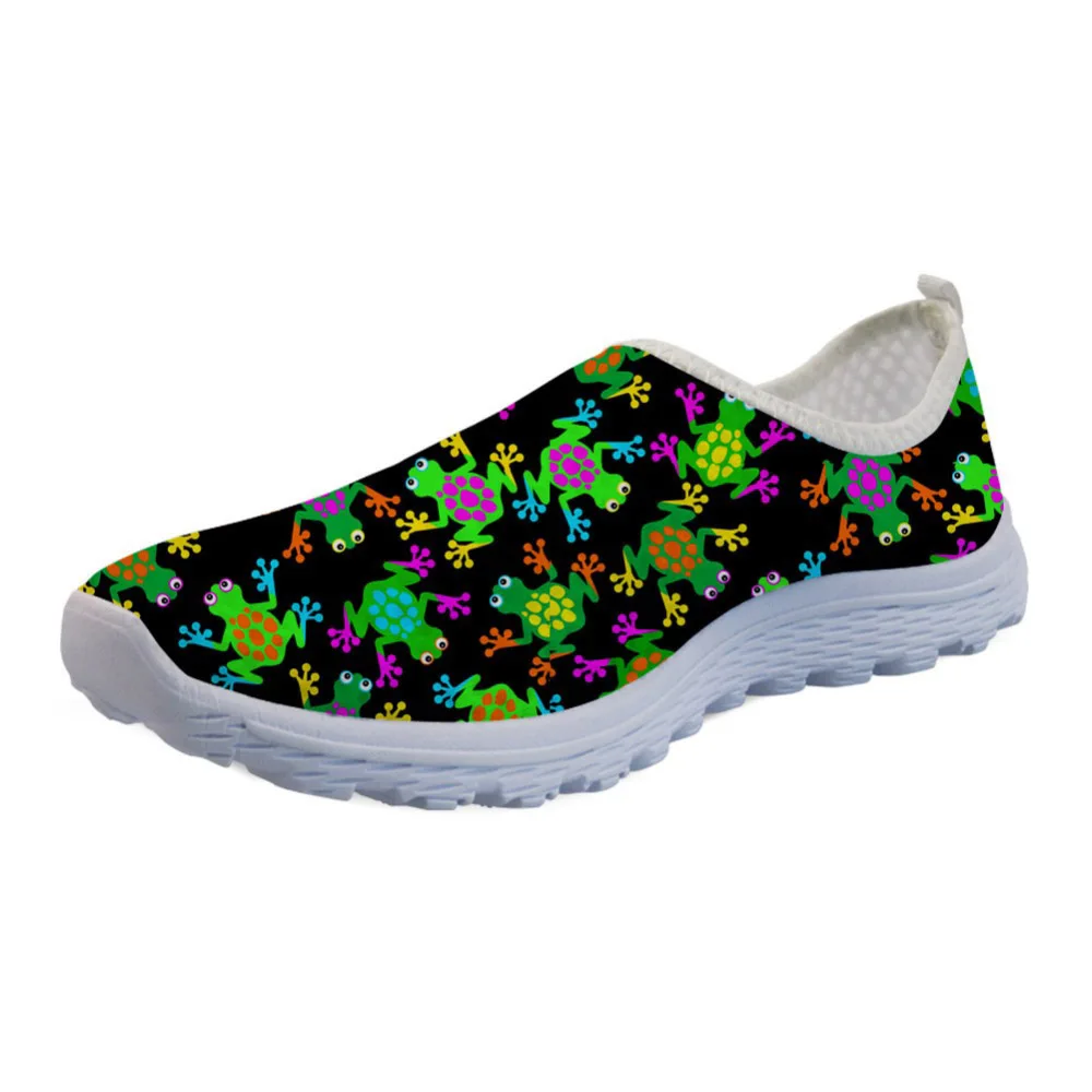 

ThiKin Summer Leisure Shoes Women Flats Loafer Cute Frog Printed Breathable Mesh Sneakers Slip-on Casual Loafers For Shopping