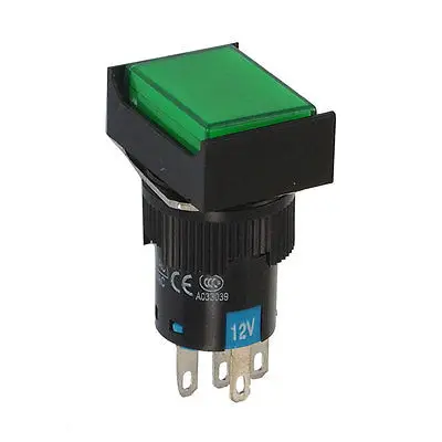 

Green Neon Light 12V Panel Mount AC 220V/5A AC 250V/5A Pushbutton Switch